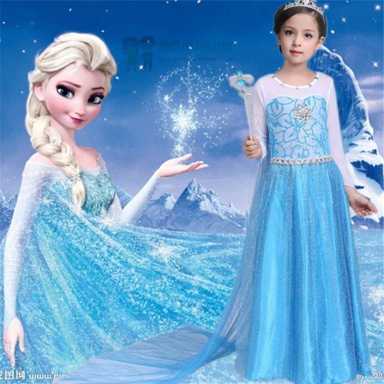 Comel Frozen Elsa Anna Long Sleeve Cotton Dress | Shopee Malaysia